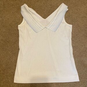Vintage 1960s White and Blue Top Small (S)